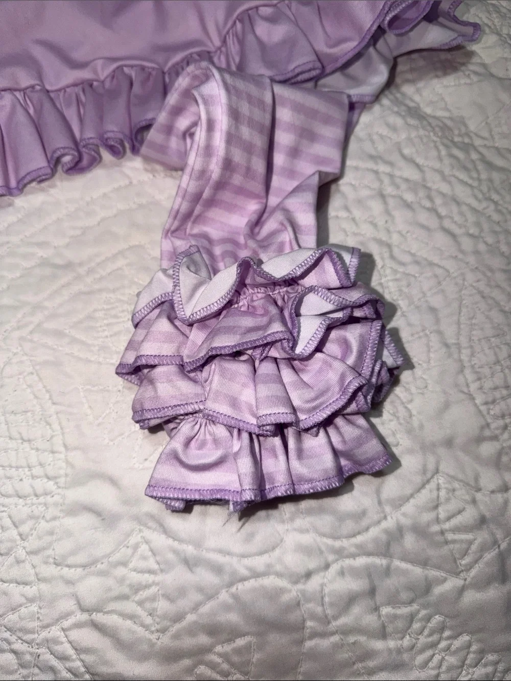 Girls' Lavender Ruffle Tank & Striped Leggings Set